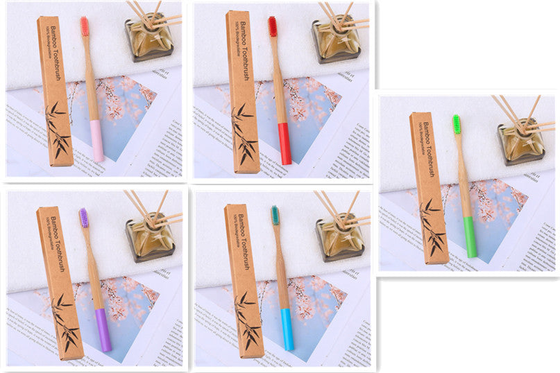 Natural bamboo handle round bamboo toothbrush