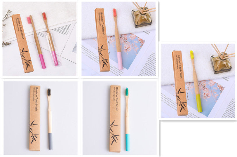 Natural bamboo handle round bamboo toothbrush