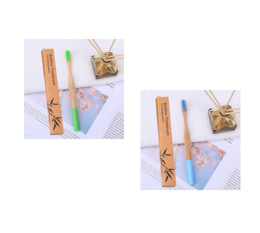 Natural bamboo handle round bamboo toothbrush