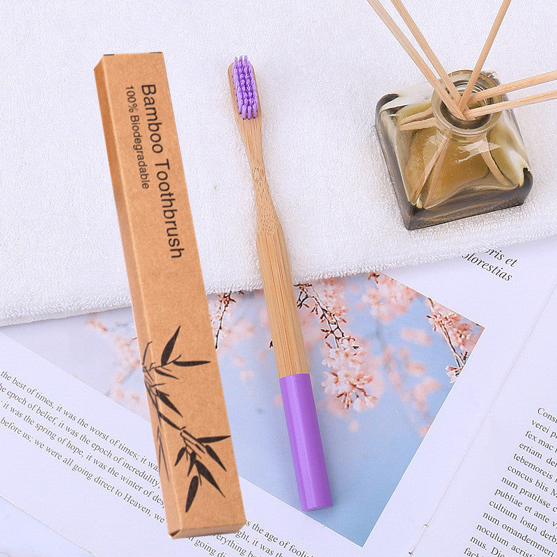 Natural bamboo handle round bamboo toothbrush