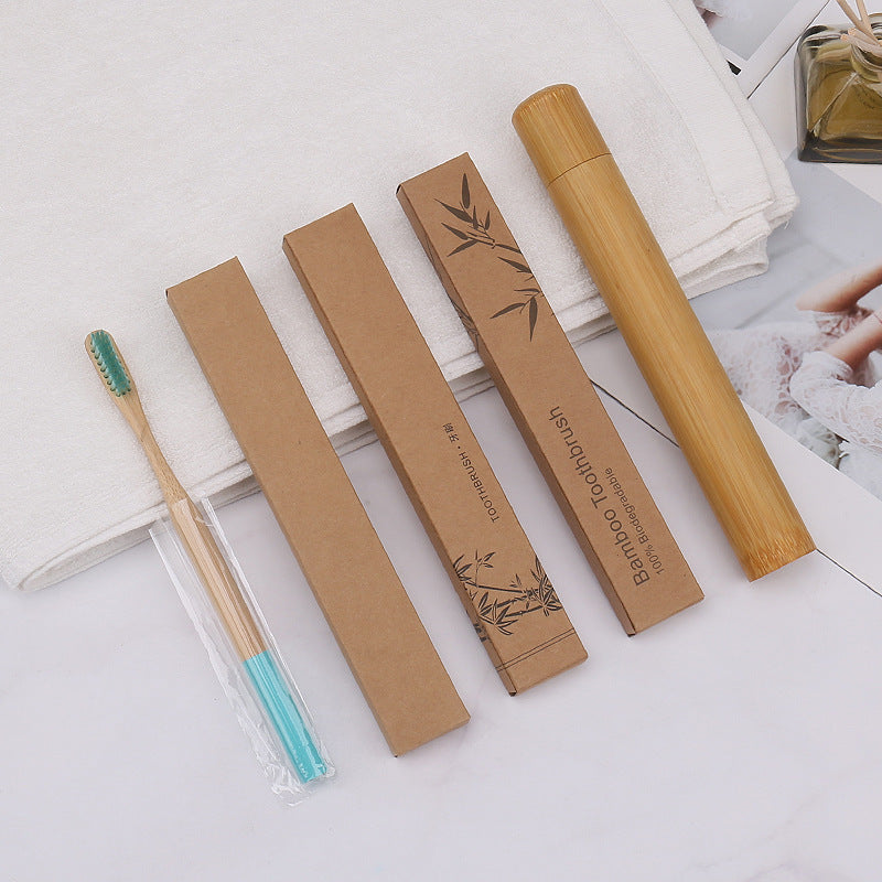 Natural bamboo handle round bamboo toothbrush