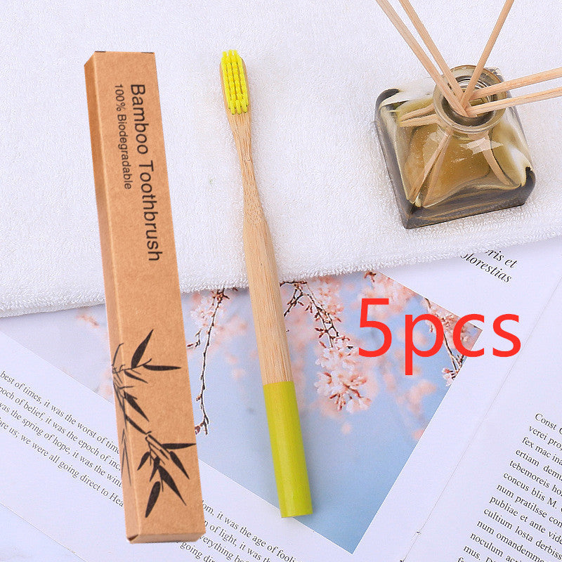 Natural bamboo handle round bamboo toothbrush