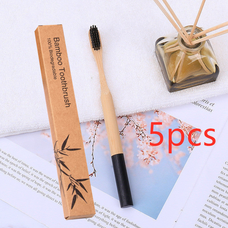 Natural bamboo handle round bamboo toothbrush