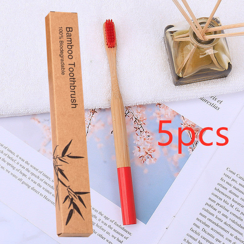 Natural bamboo handle round bamboo toothbrush