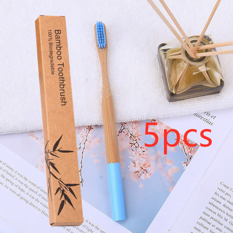 Natural bamboo handle round bamboo toothbrush