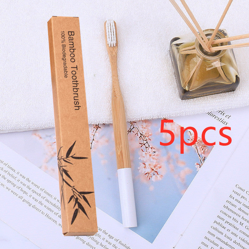 Natural bamboo handle round bamboo toothbrush