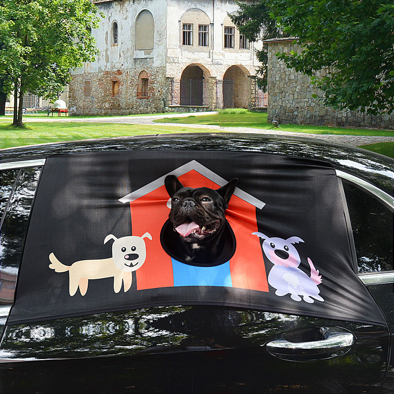 Peekapet Curtain Foldable Car Visor Cover Window Sun Shade Pet Dog Hang Out Car Window Shade pet car window fence