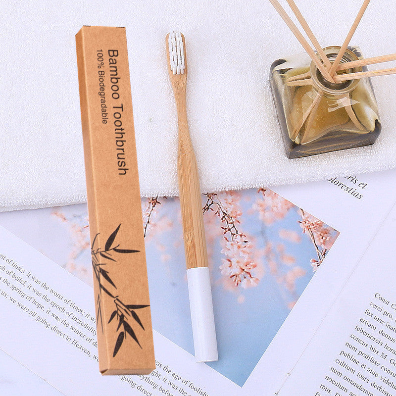 Natural bamboo handle round bamboo toothbrush