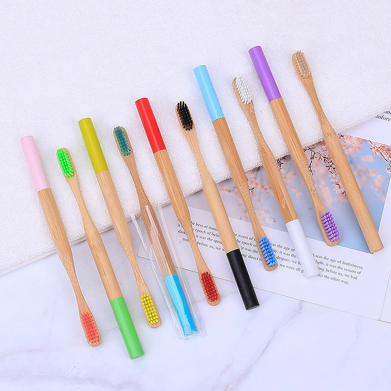 Natural bamboo handle round bamboo toothbrush