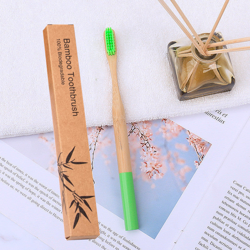 Natural bamboo handle round bamboo toothbrush