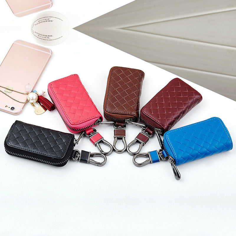 Car key case leather key case men's woven