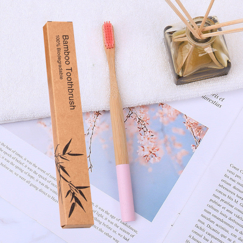 Natural bamboo handle round bamboo toothbrush