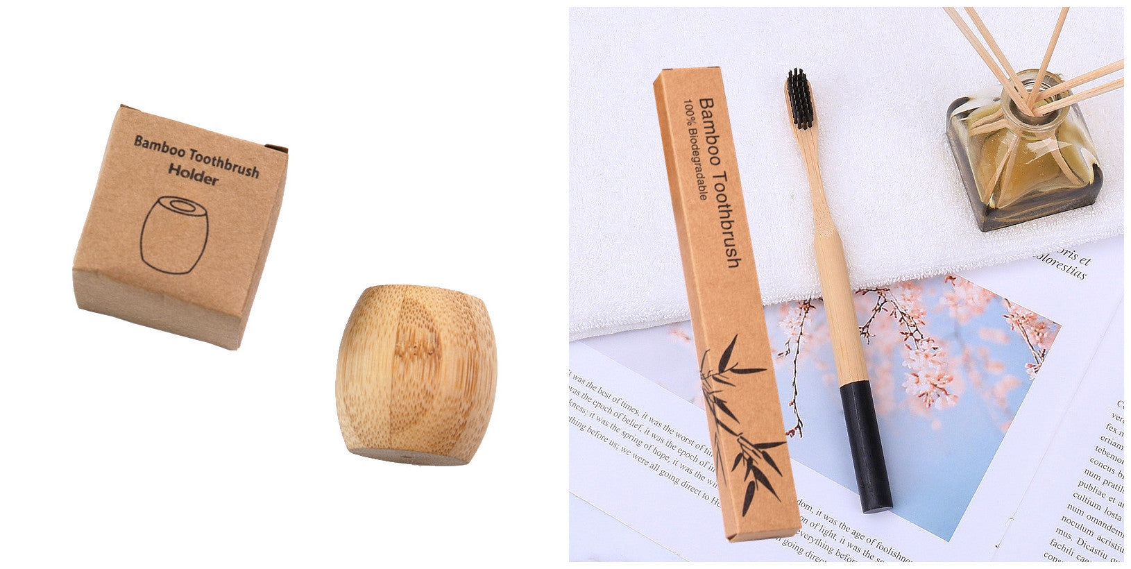 Natural bamboo handle round bamboo toothbrush