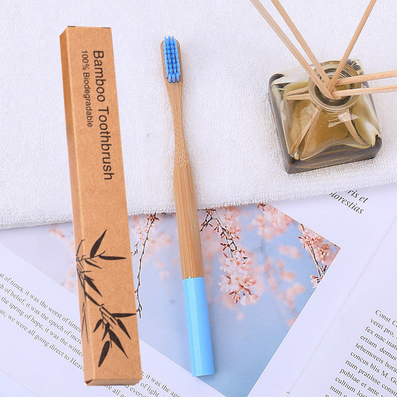 Natural bamboo handle round bamboo toothbrush