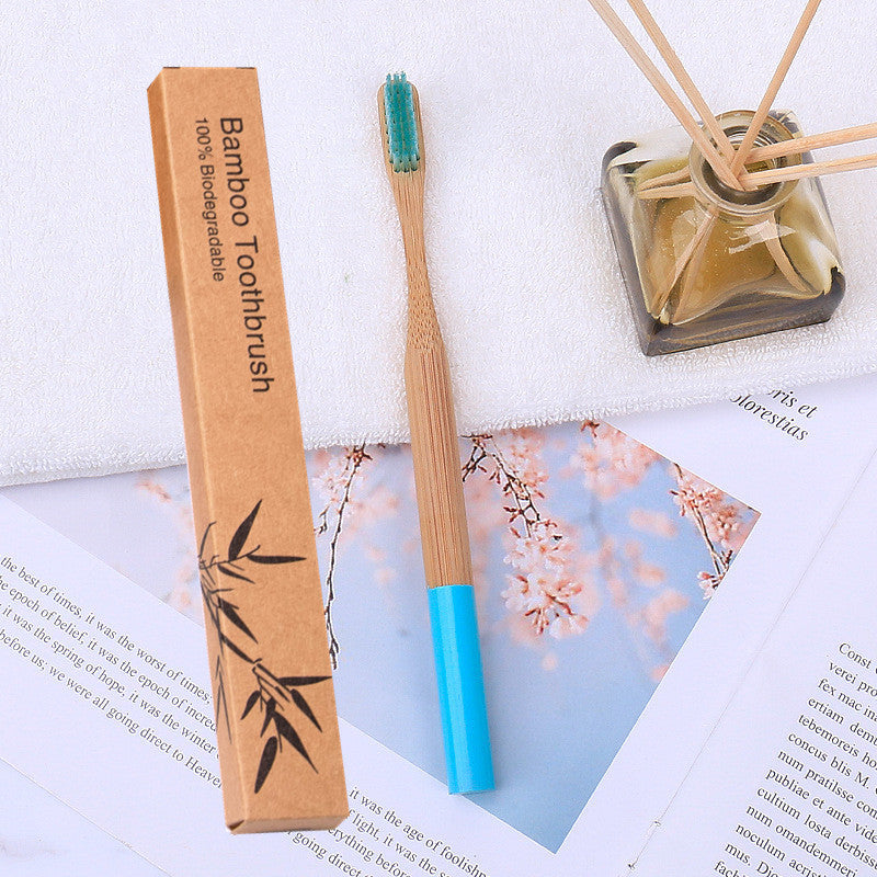 Natural bamboo handle round bamboo toothbrush