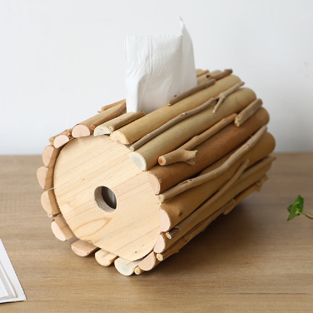 Home Living Room Tabletop Wooden Roll Paper Tube