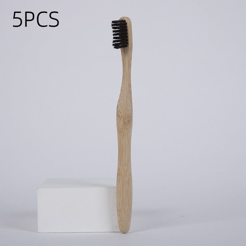 toothbrush with wavy handle bamboo wood