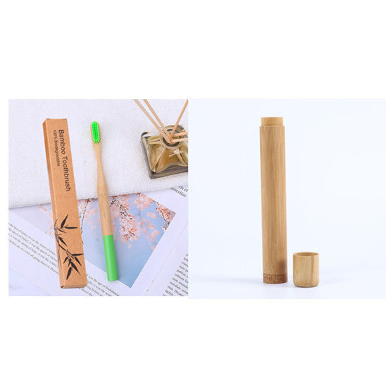 Natural bamboo handle round bamboo toothbrush