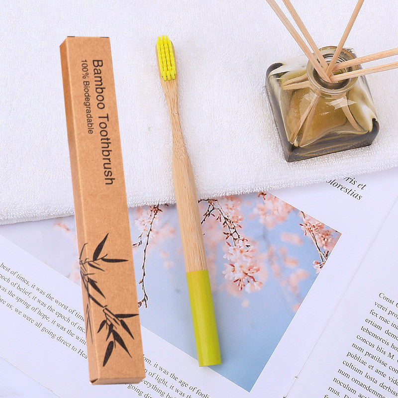 Natural bamboo handle round bamboo toothbrush