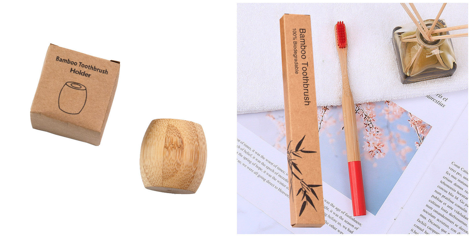 Natural bamboo handle round bamboo toothbrush