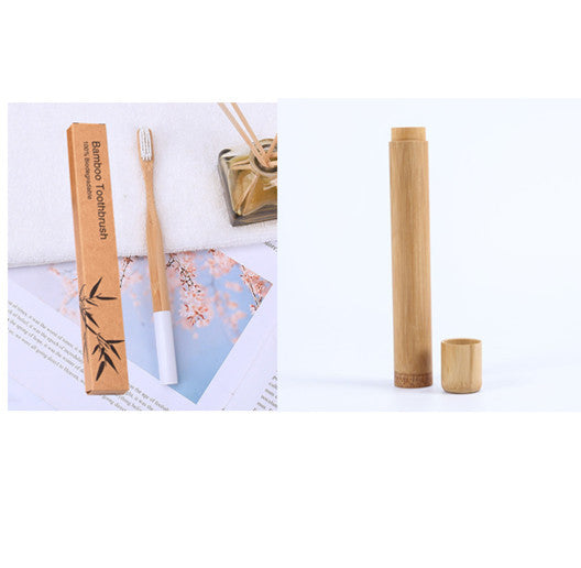 Natural bamboo handle round bamboo toothbrush