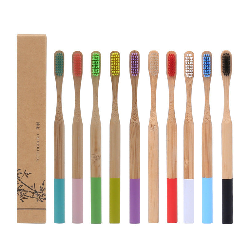 Natural bamboo handle round bamboo toothbrush