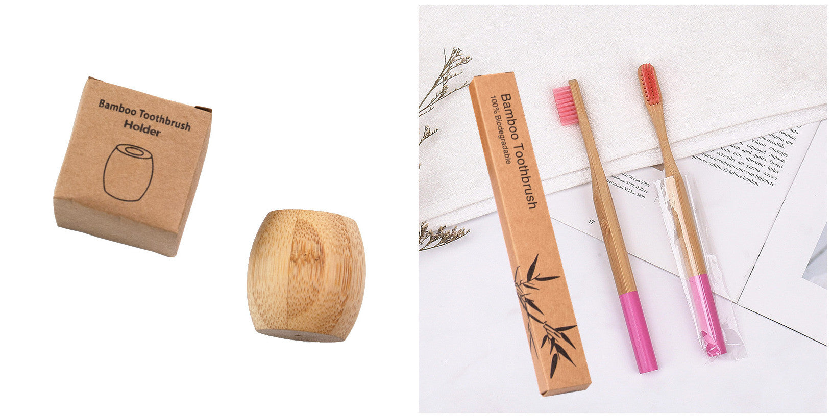 Natural bamboo handle round bamboo toothbrush