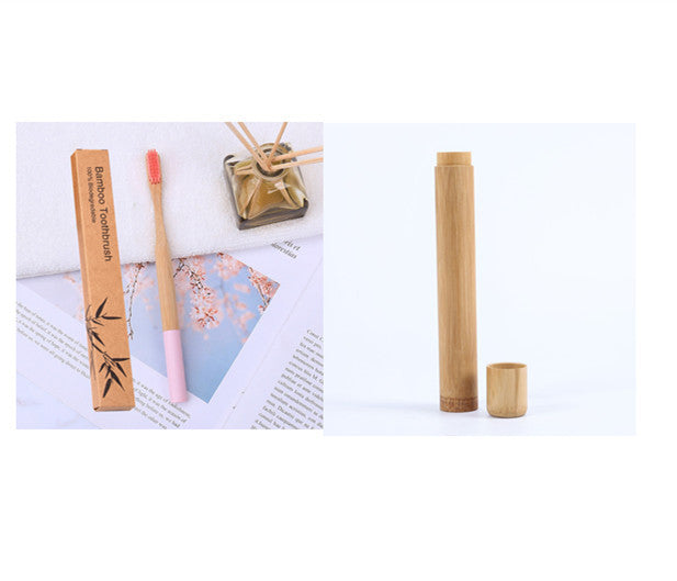 Natural bamboo handle round bamboo toothbrush