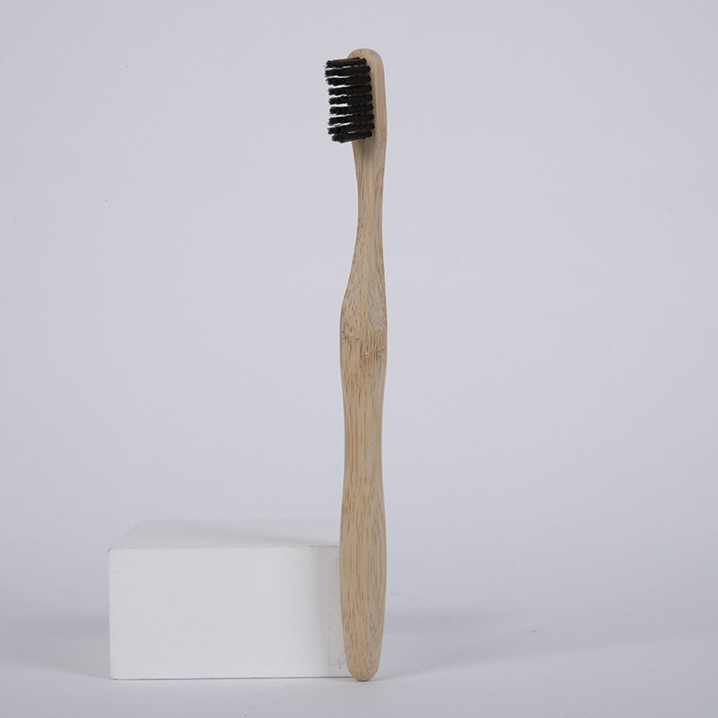 toothbrush with wavy handle bamboo wood