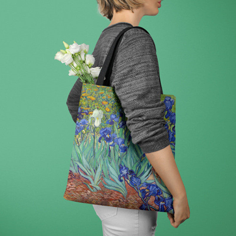 Iris Flower Canvas Bag Reusable Shopping Bag