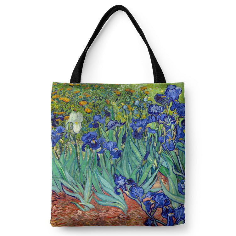 Iris Flower Canvas Bag Reusable Shopping Bag