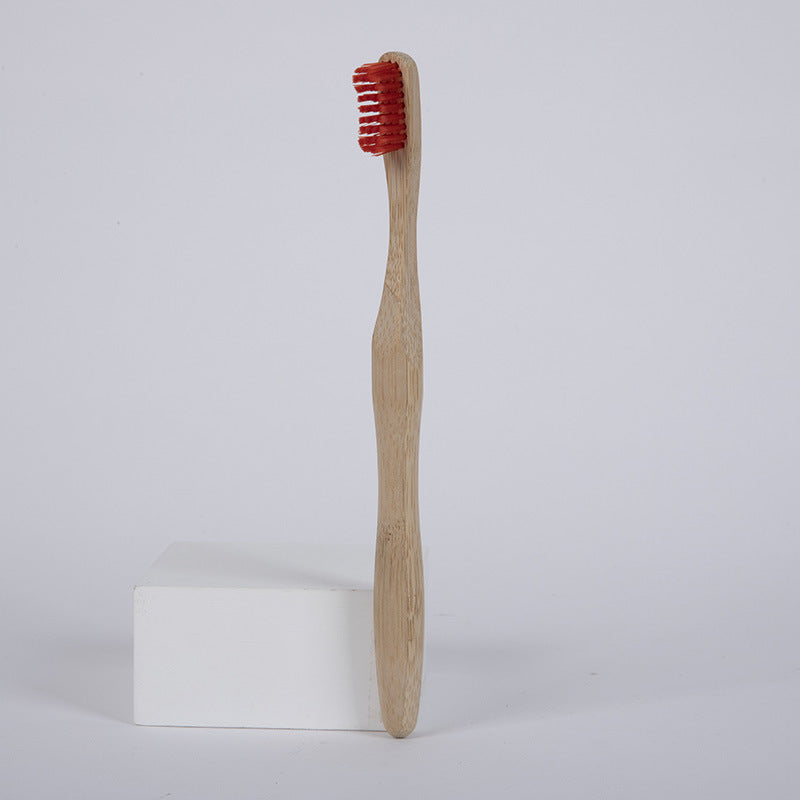 toothbrush with wavy handle bamboo wood