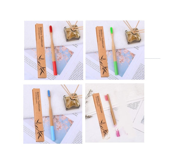 Natural bamboo handle round bamboo toothbrush